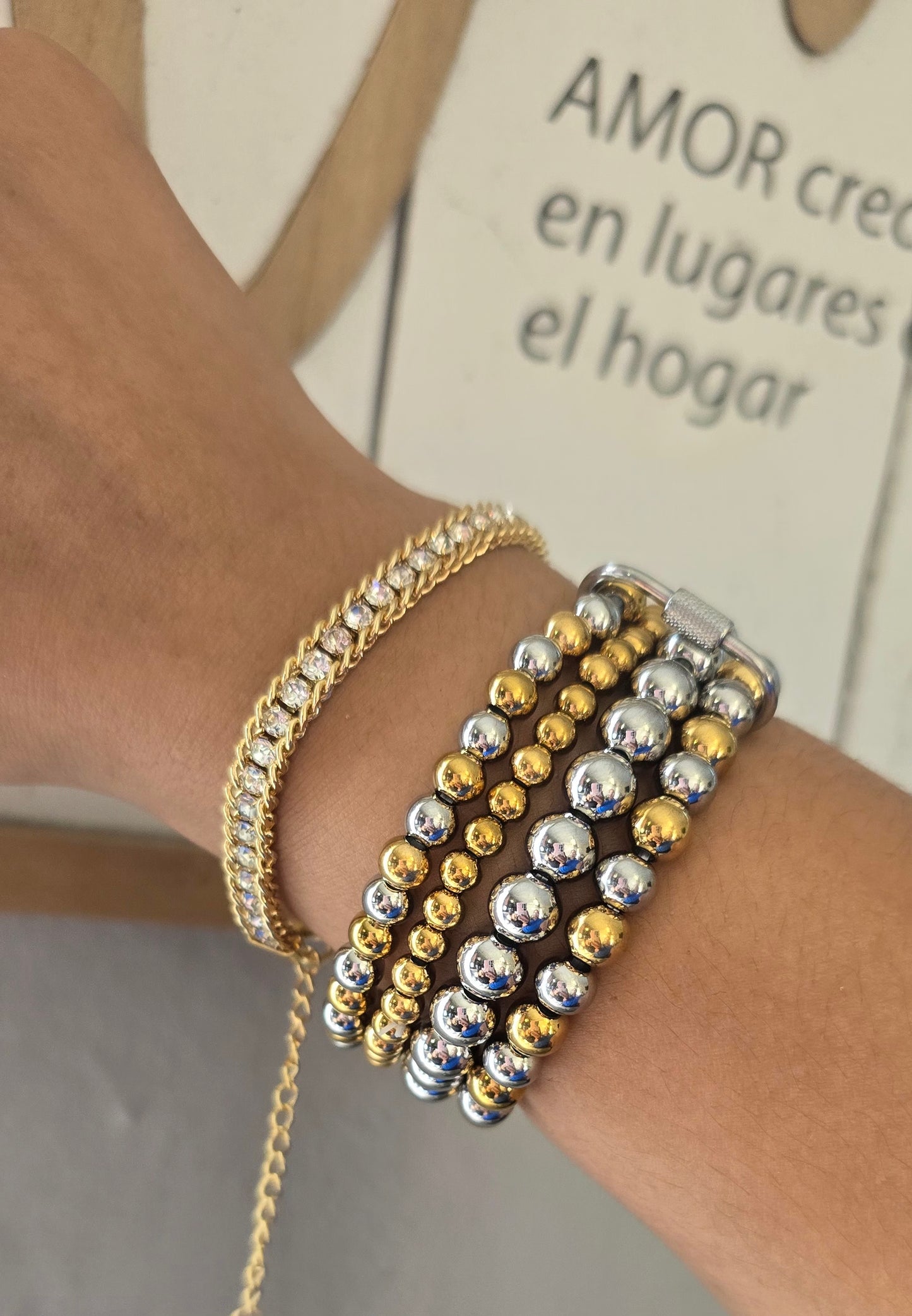 Brazalete Balines Doble Tono