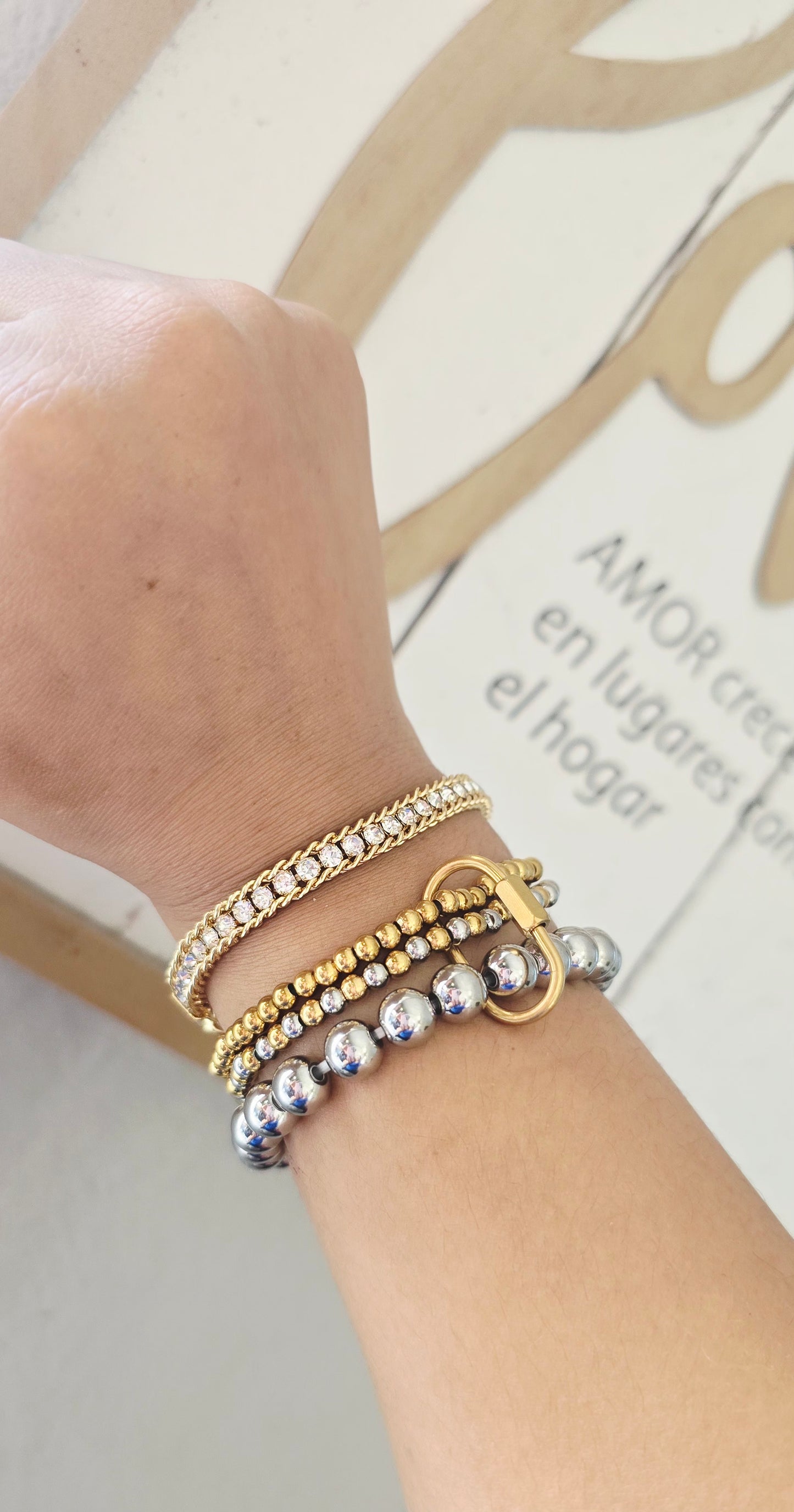 Brazalete Balines Doble Tono